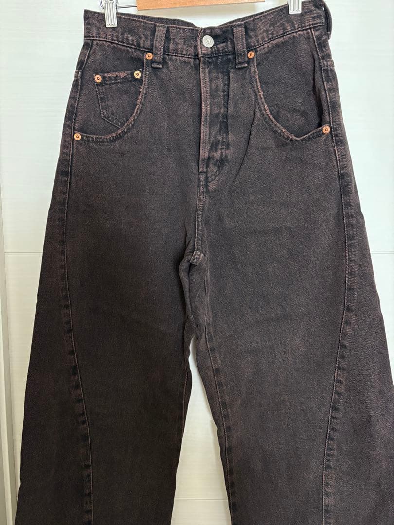 DROP WAIST STRAIGHT デニム　ブラウン　サイズ１