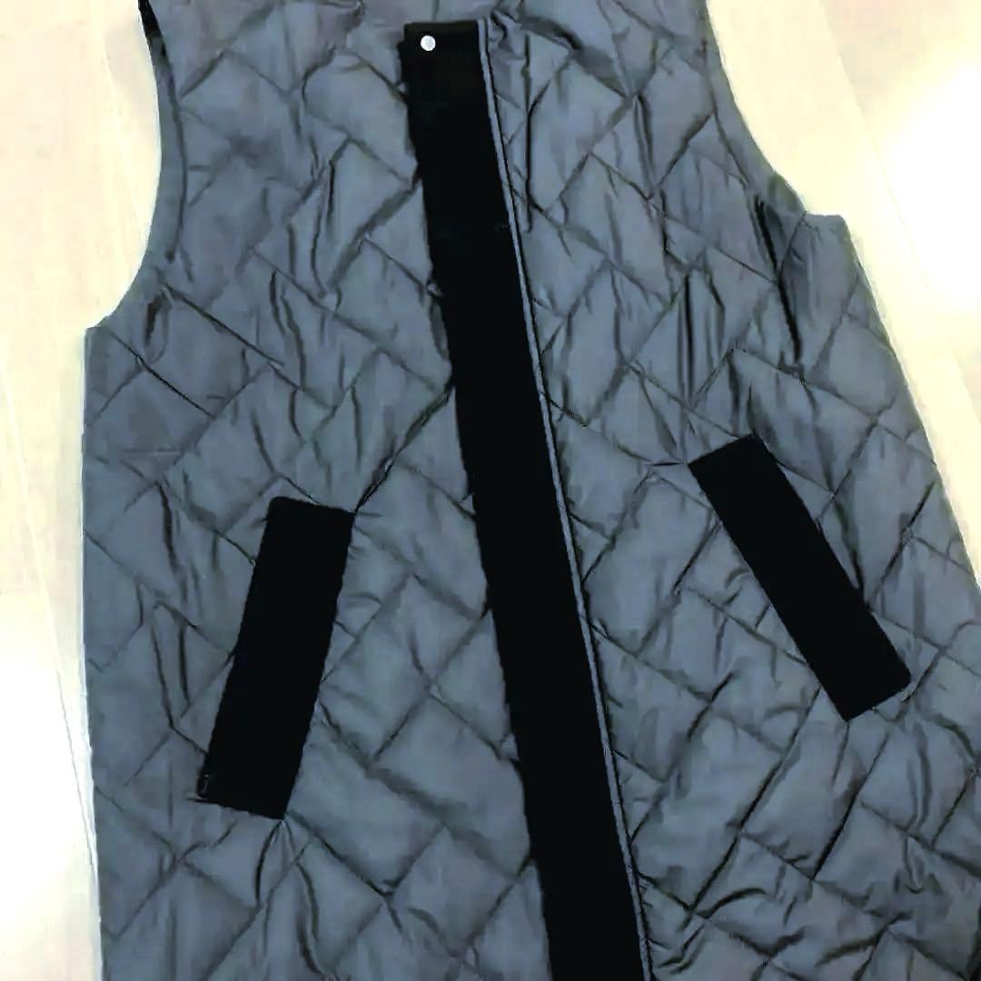 ブラック キルティング薄めダウンロングベスト 38 ほぼ未使用
