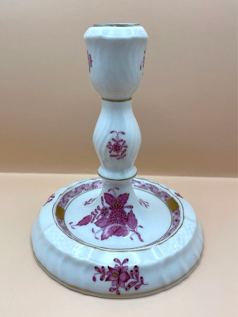ヘレンドアポニーピンクのキャンドルホルダー
