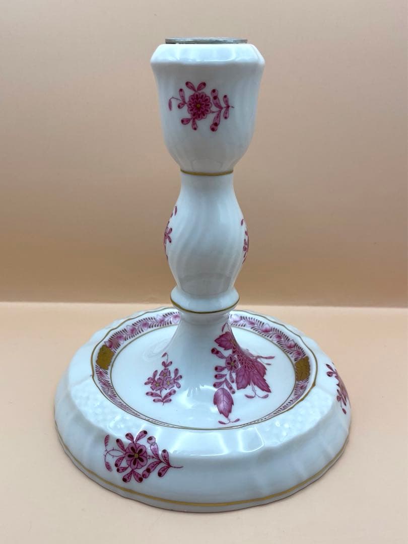 ヘレンドアポニーピンクのキャンドルホルダー