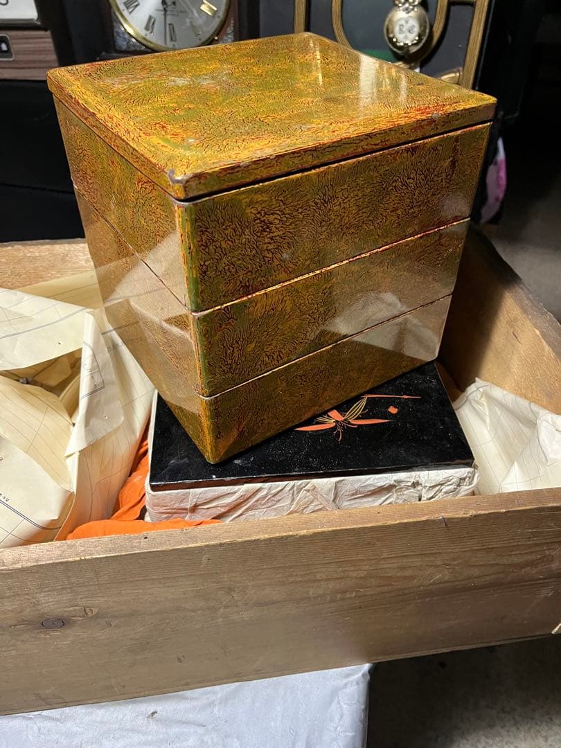 美術館級御重、御重、3段重、おせち料理、昭和18年頃の3段重ね重箱