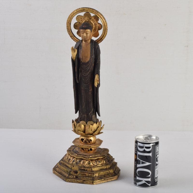 仏教美術　木彫　金彩彩色　仏像　置物　C　8624