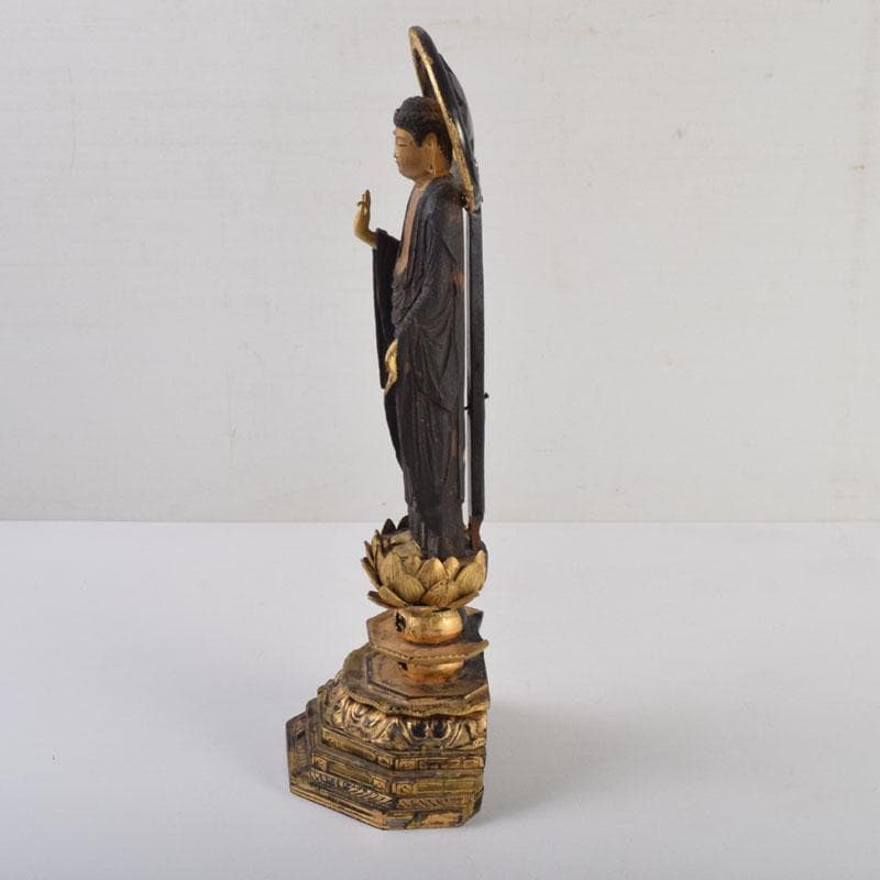 仏教美術　木彫　金彩彩色　仏像　置物　C　8624