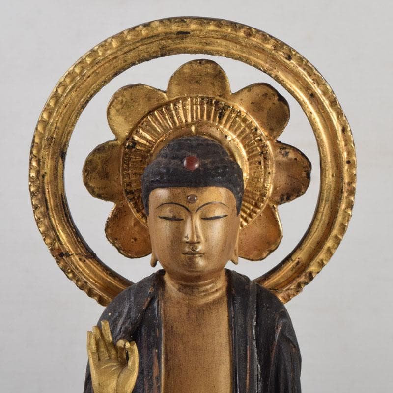 仏教美術　木彫　金彩彩色　仏像　置物　C　8624