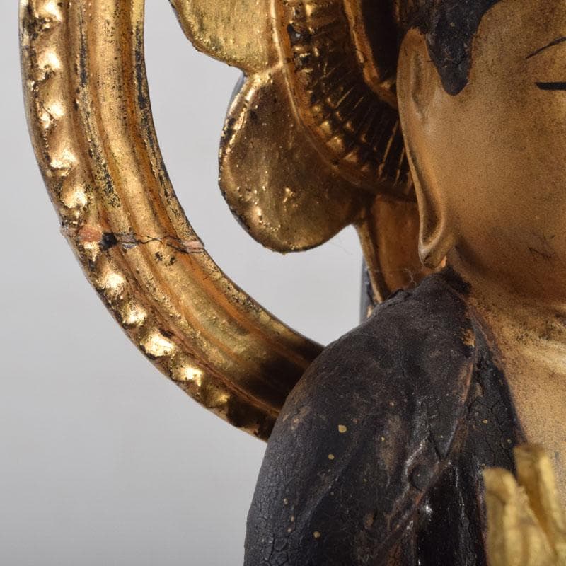 仏教美術　木彫　金彩彩色　仏像　置物　C　8624