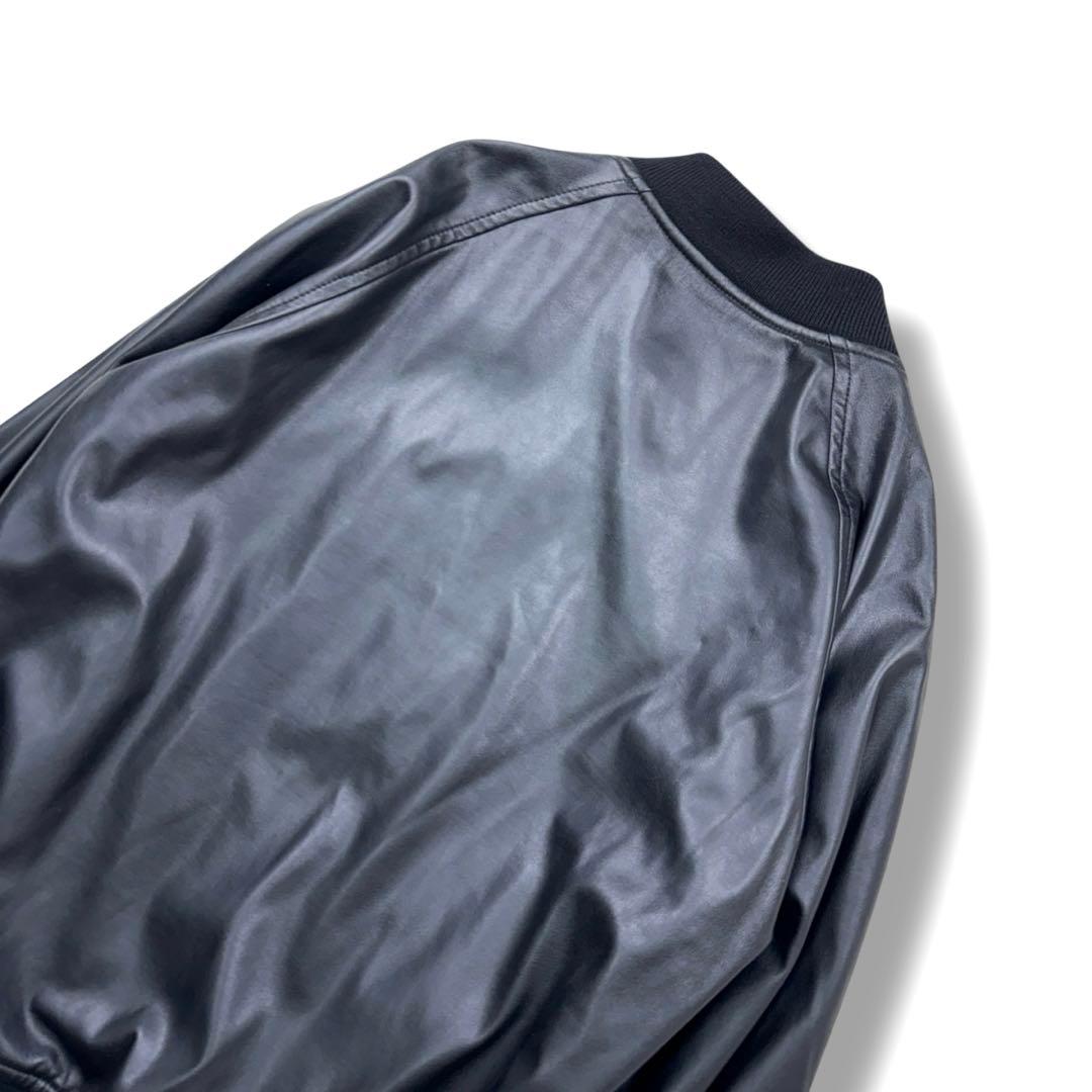 ブラック コムデギャルソン フェイク レザー ジップ ブルゾン M 黒 メンズ