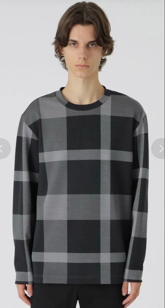 ブラックレーベル　クレストブリッジ　チェック　ストレッチ　ロンT カットソー