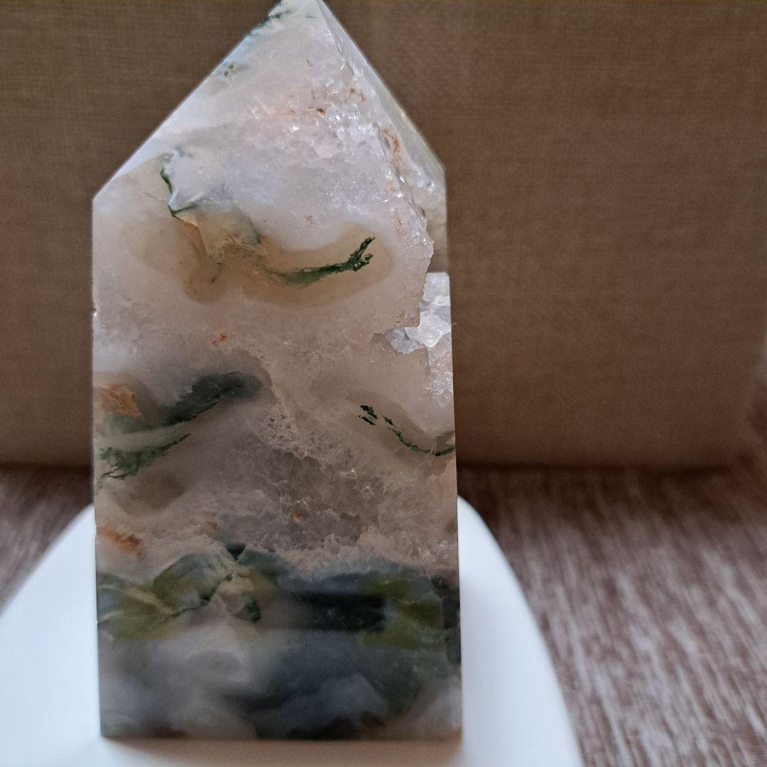 モスアゲート　天然石　タワーポイント　結晶　キラキラ✴️原石