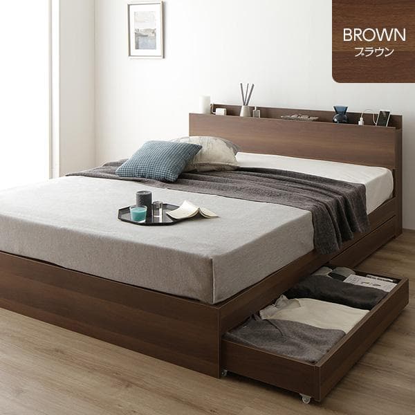 ベッド  ブラウン ダブル ポケットコイルマットレス付きds-2151034