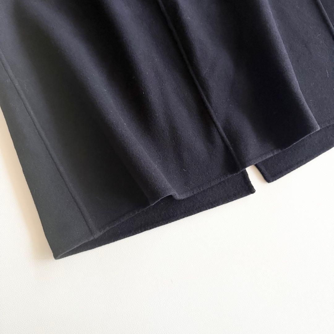 【ナノユニバース】PURE LAMBS リバーロングコート ネイビー M