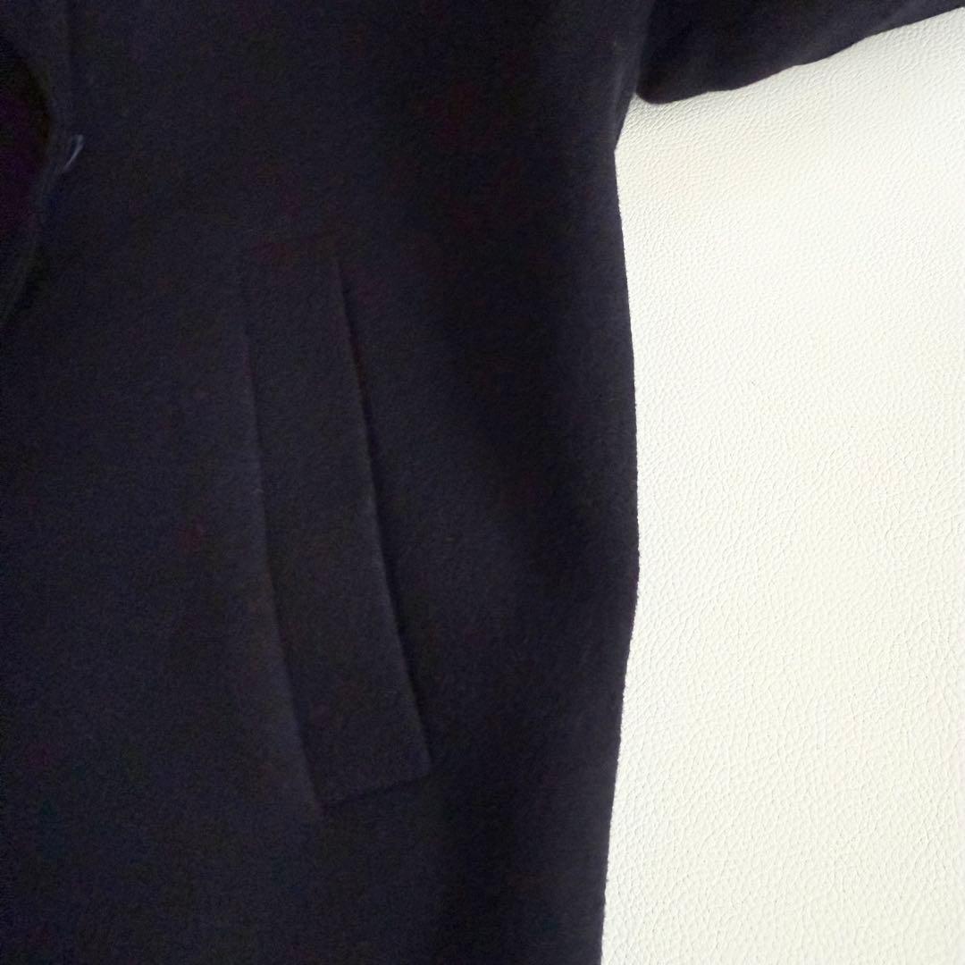 【ナノユニバース】PURE LAMBS リバーロングコート ネイビー M