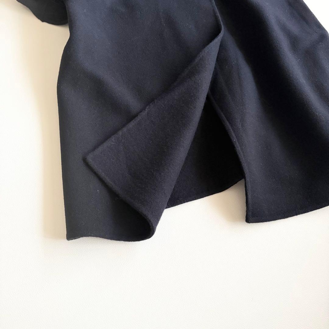 【ナノユニバース】PURE LAMBS リバーロングコート ネイビー M