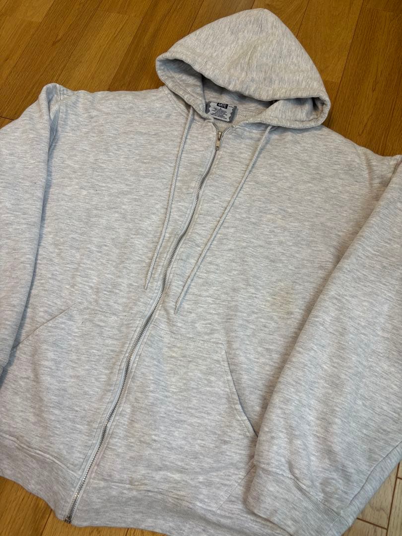 Lee リー 無地 裏サーマル ダブルフェイス ジップパーカー グレー