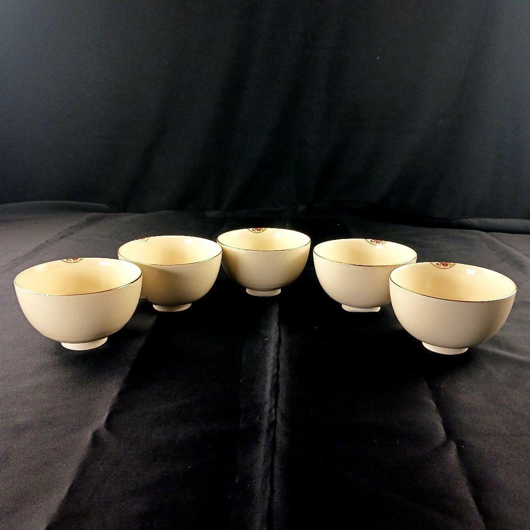 Y3386-2 仁清写 熨斗色絵金彩 小鉢碗 5客セット 共箱
