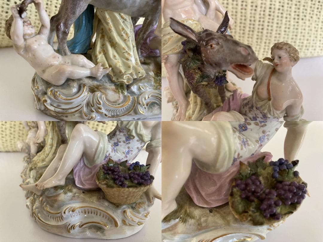 マイセン フィギュリン ロバに乗るシレナス  ロバのサイレーン 酔っぱらう人々