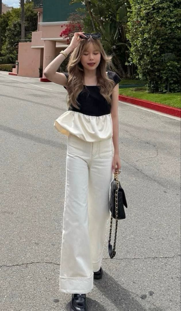 THETOE Ifestou Frill Top M ペプラムトップス　ブラック