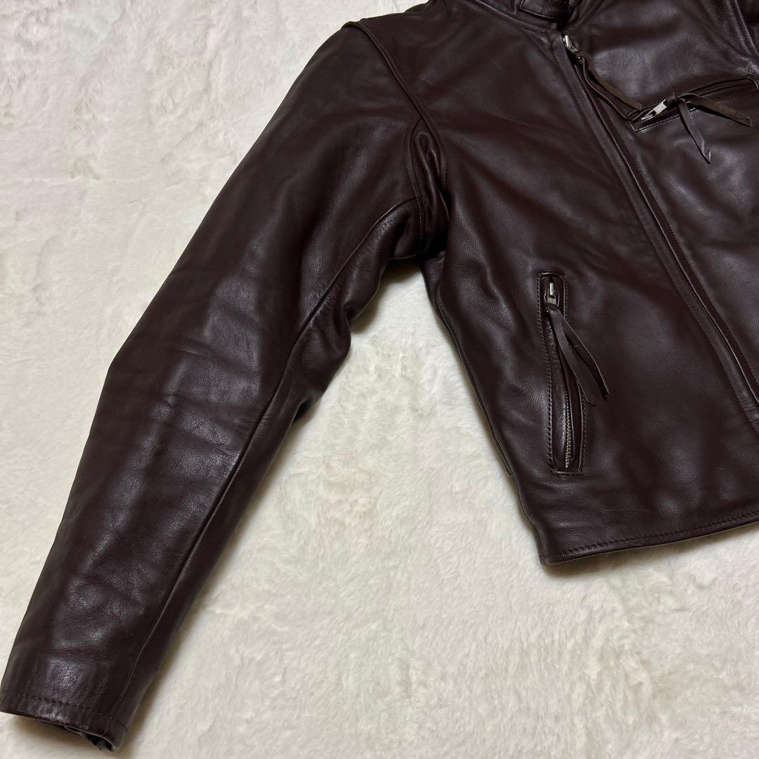 OHPLAN レザーライダースジャケット L 牛革 シングル キルティング中綿