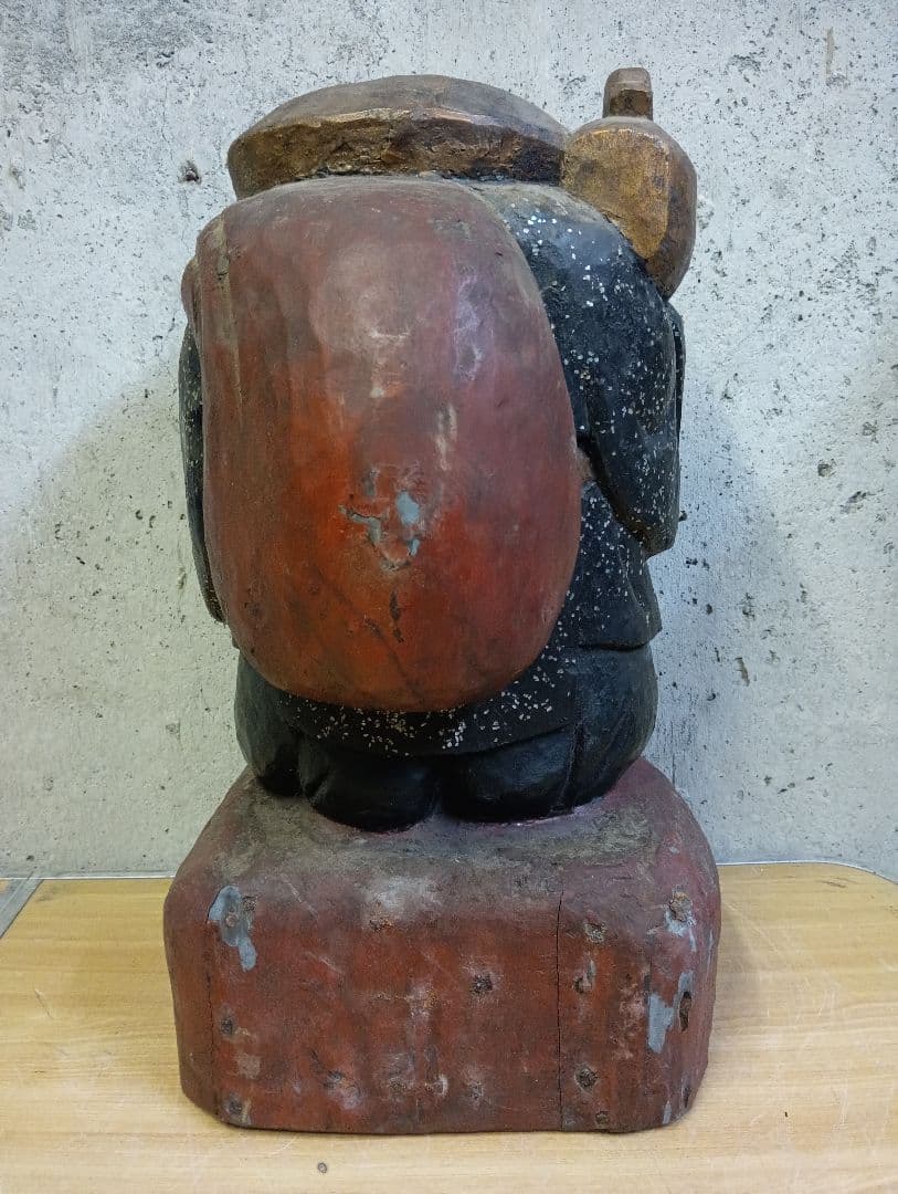 蔵出し 螺鈿細工 木彫 七福神 大黒天 置物 魔除け 厄除け 縁起物