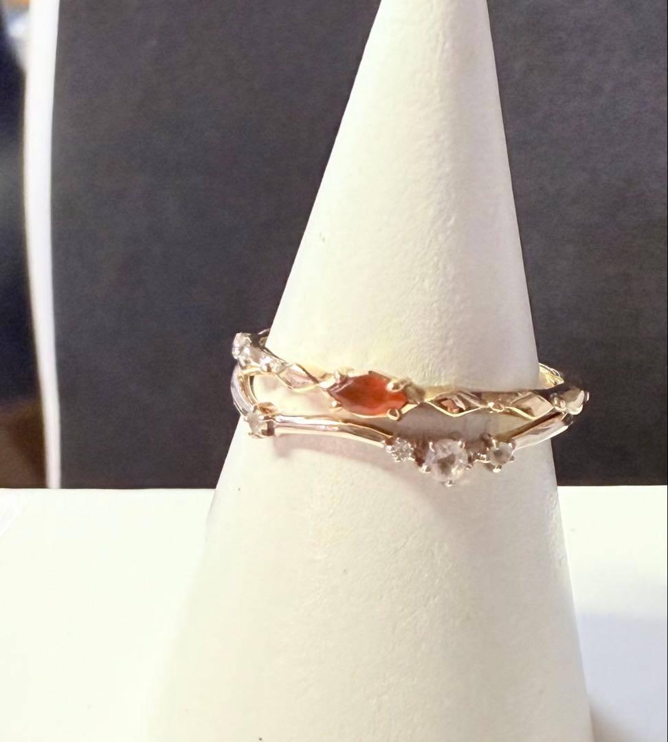 ■完売品■【ete】K10MPG ローズクォーツ/ダイヤモンド リング