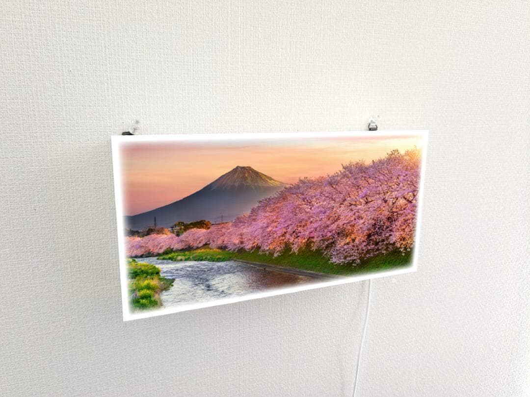【壁掛け】富士山 さくら 桜 渓流 景色 照明 看板 置物 雑貨 ライトBOX