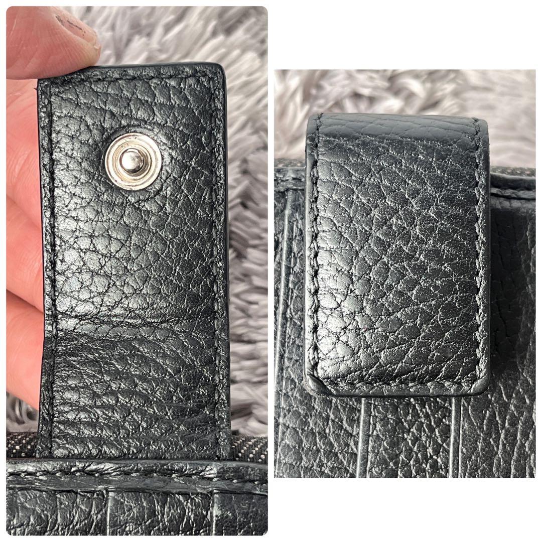 GUCCI✨GGキャンバス シルバーロゴ　Wホック ブラック　シボレザー　長財布