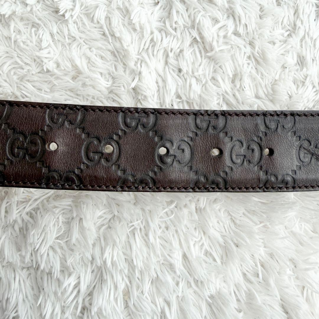 【美品】GUCCI ベルト インターロッキング GG デカロゴ シルバー