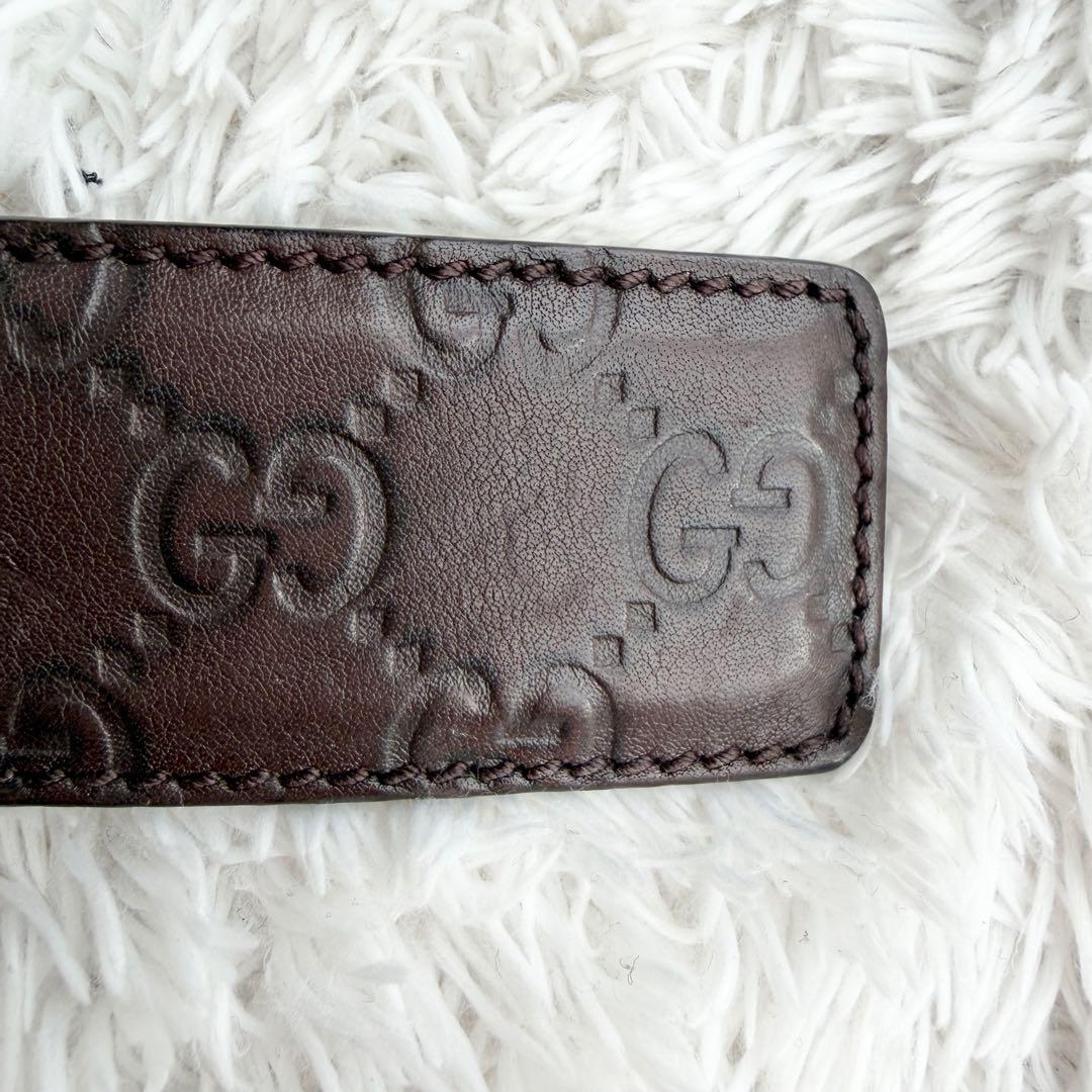 【美品】GUCCI ベルト インターロッキング GG デカロゴ シルバー