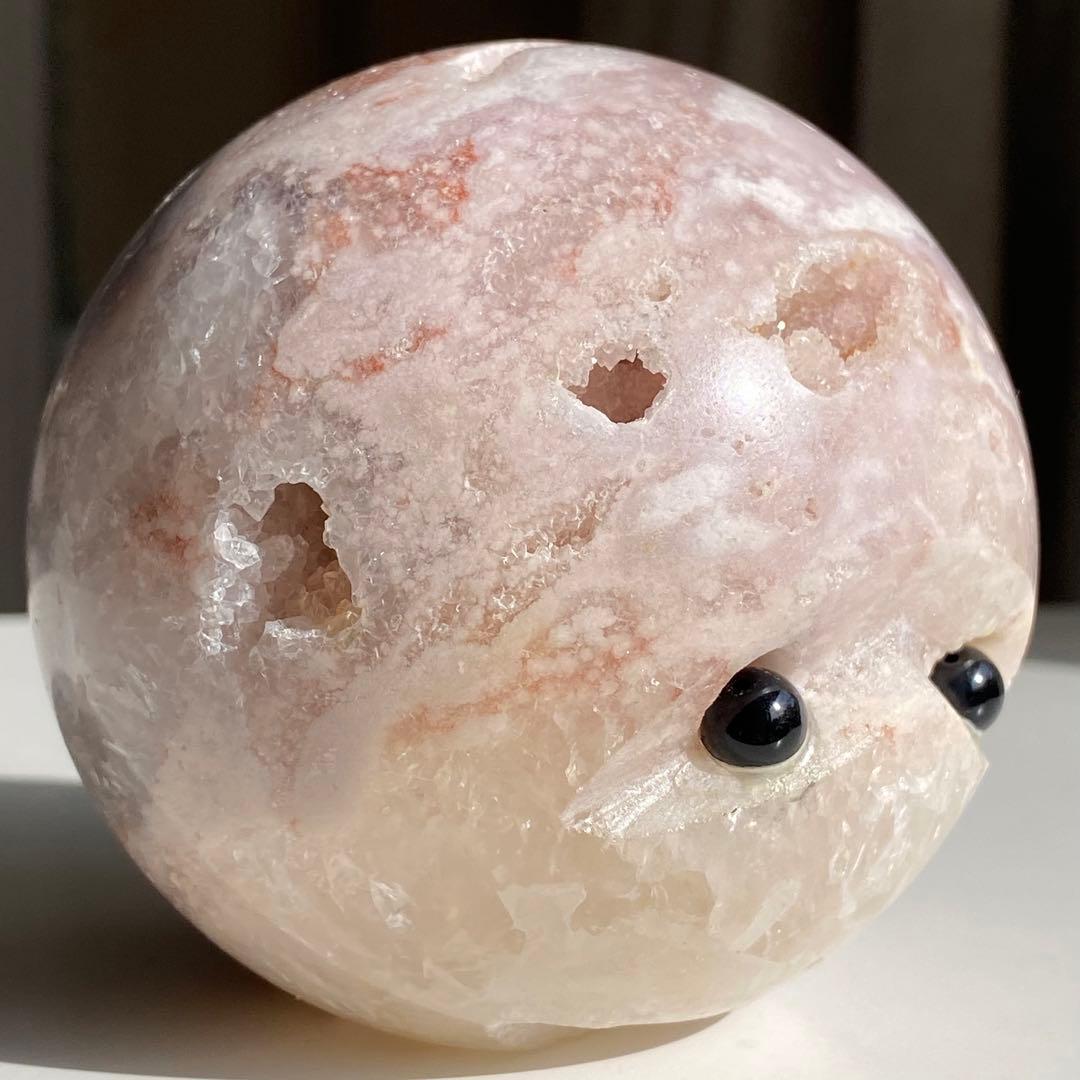 【 天然石 ピンクアメジスト キュート フェイス 丸ちゃん 約847g 置物 】