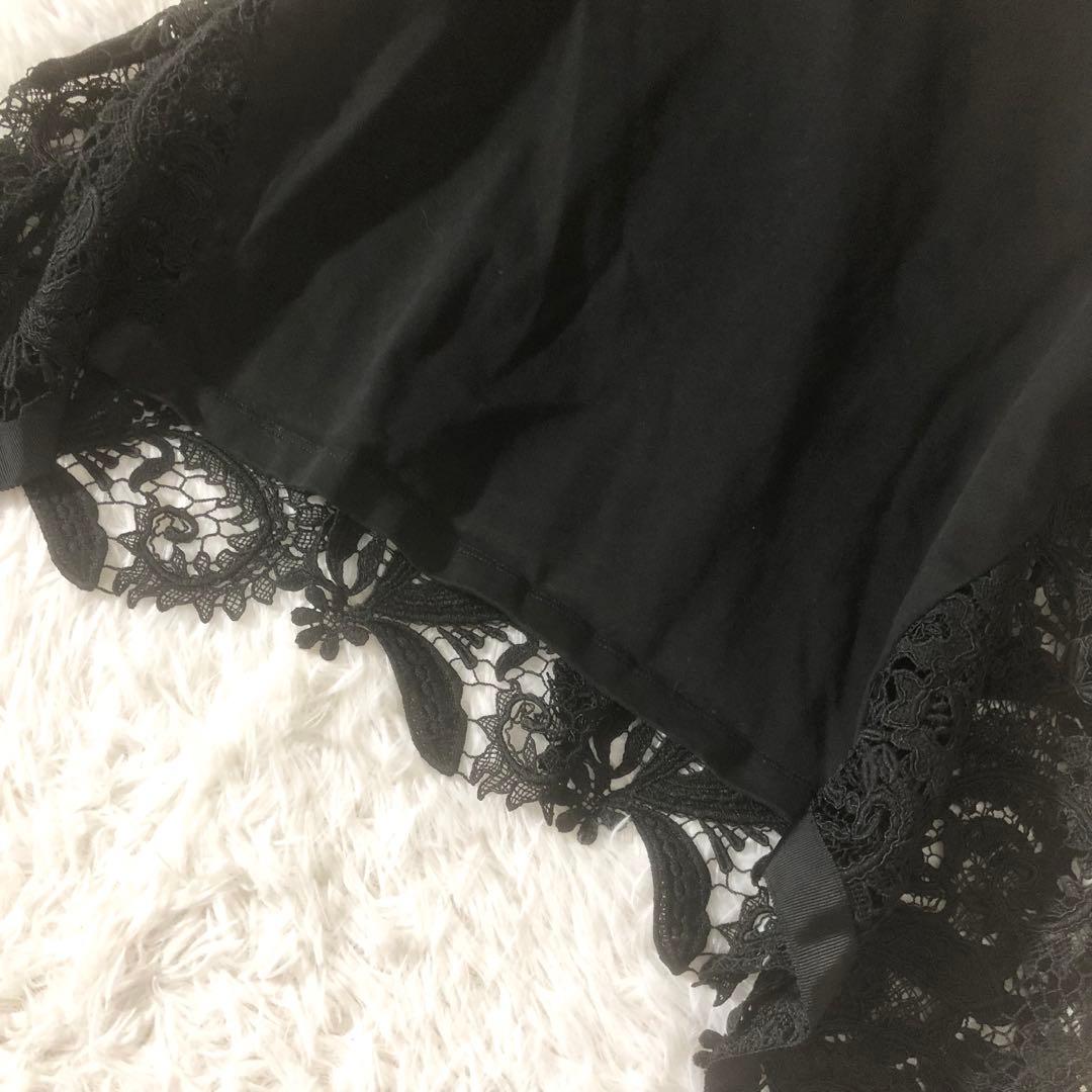 美品 ルルウィルビー 24SS 洗える レースドッキングプルオーバー ブラック
