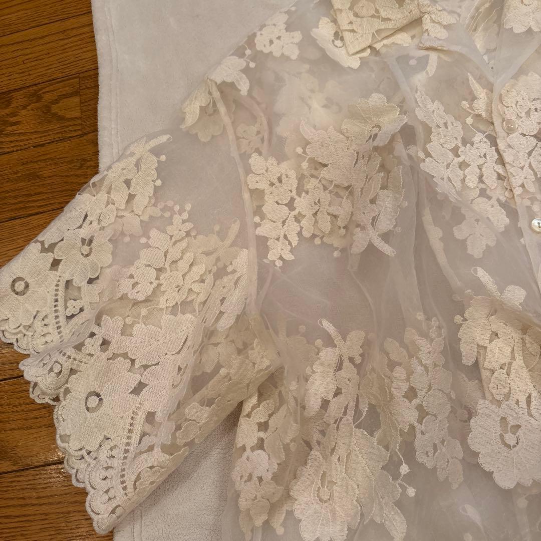 使用少　CLANE SHEER FLOWER レースシャツ　サイズ1