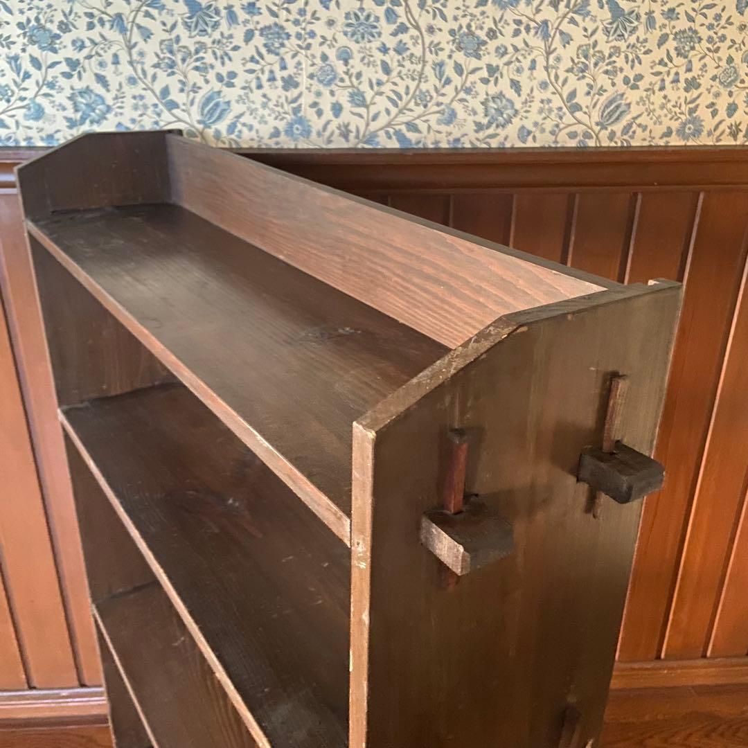 アンティーク　古い本棚　レトロ　楔棚　オープンラック　くさび棚