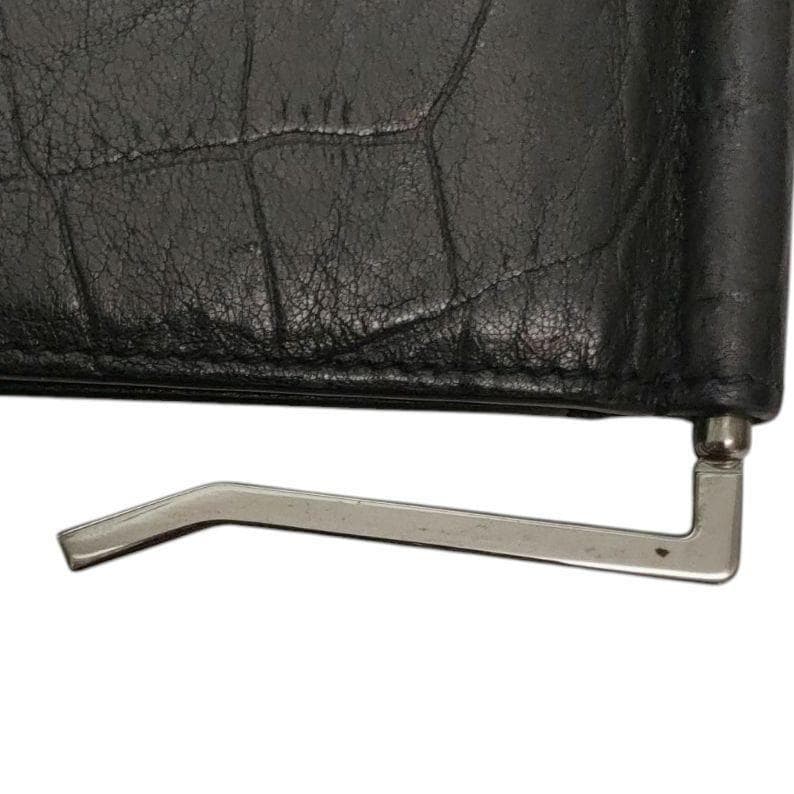 サンローラン　マネークリップ　カサンドラ　クロコ型押しレザー　ブラック　YSL