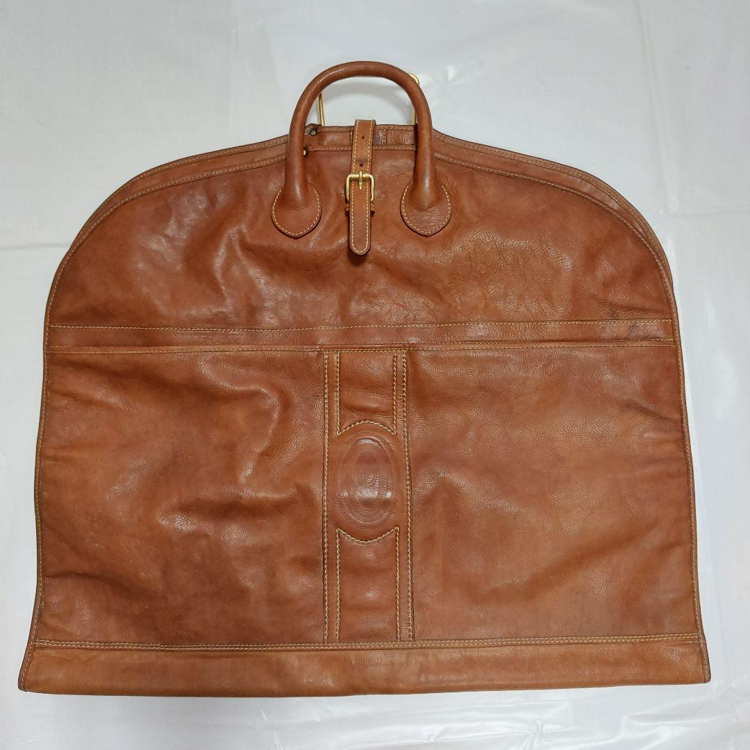 最高級バケッタレザー本革ガーメントバック　衣装ケース茶色ゴールドカラーのハンガー