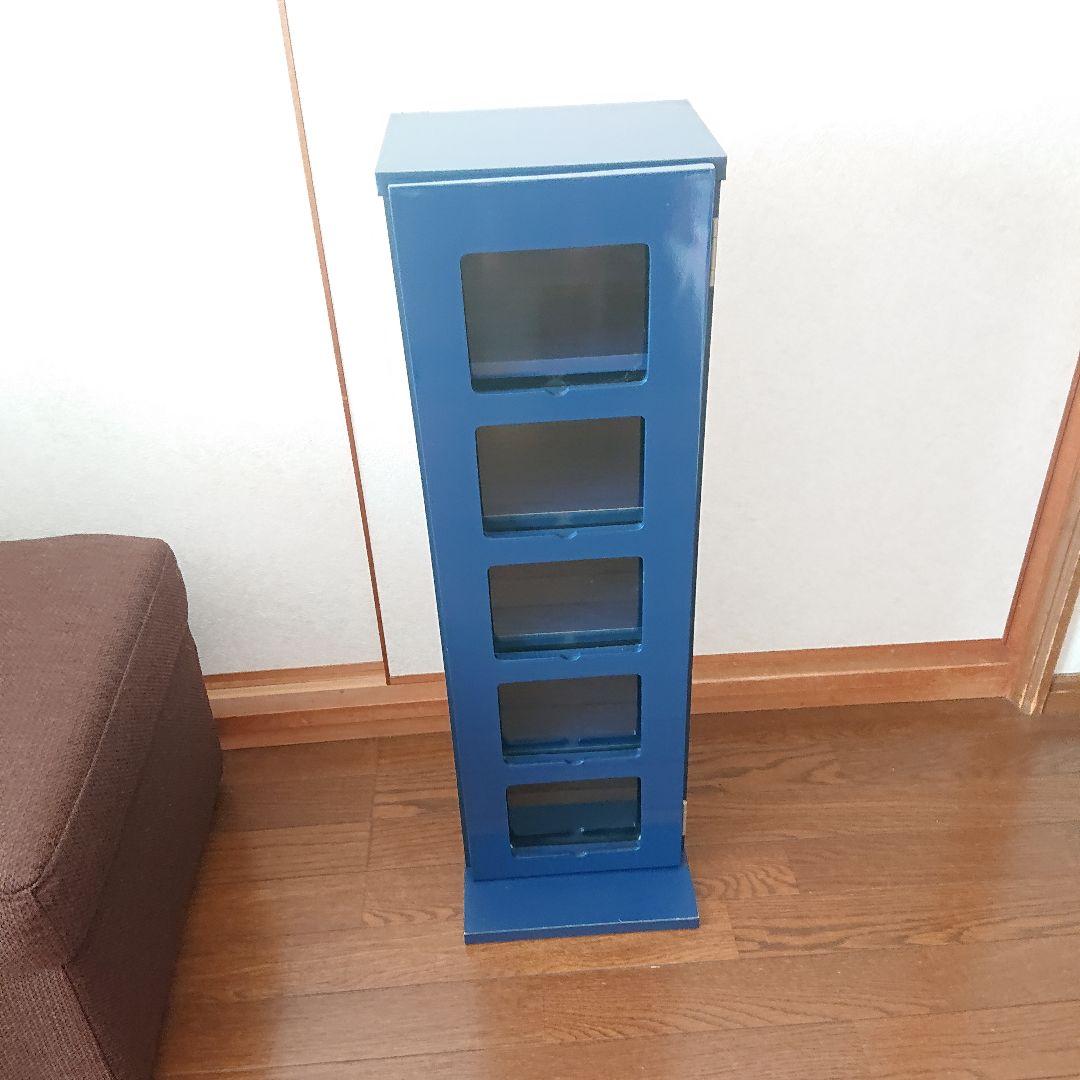 希少青色廃盤商品　木製山善CDタワー　FCDT-2680 DSG 濃いブルー