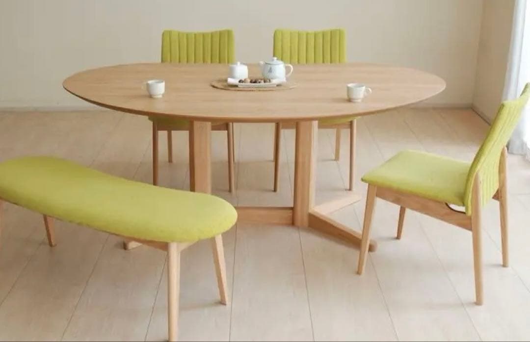 【美品】ビーンズ豆型テーブル160cm ナチュラル色