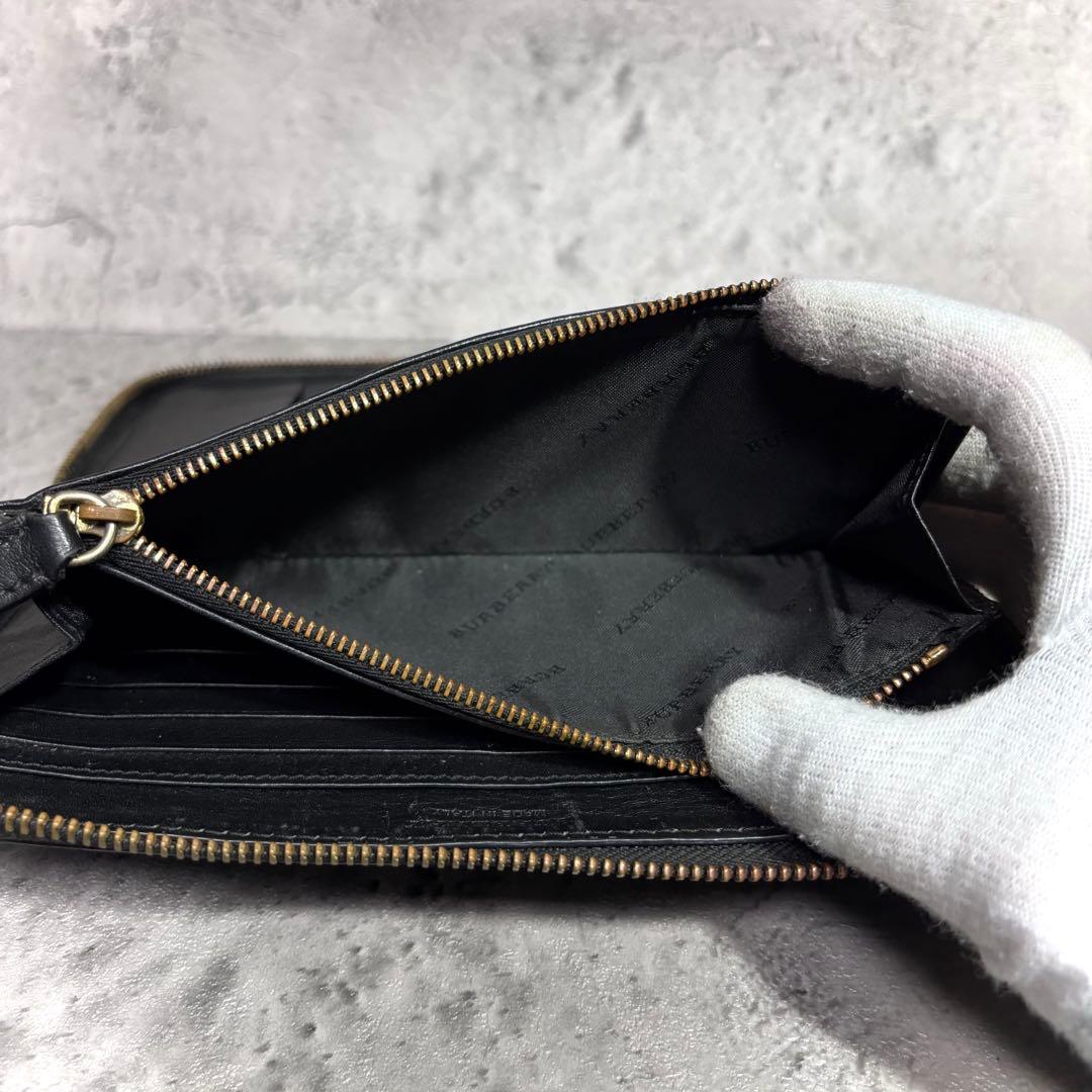 【78.dks！】バーバリー BURBERRY 大容量長財布 レザー 黒