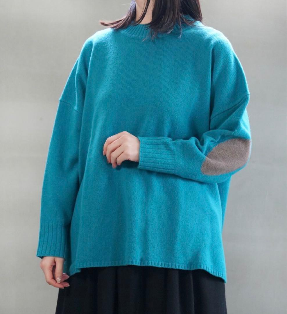 【まちゃ】ナチュラルランドリー　エルボーパッチ　ラフプルオーバー