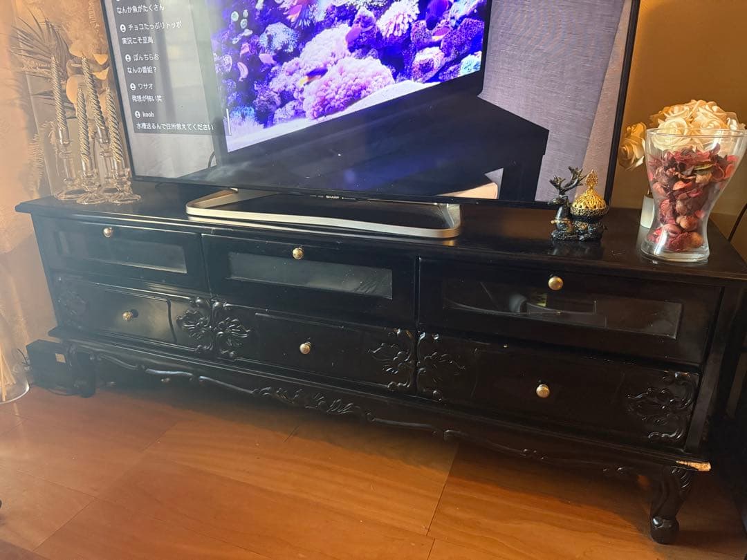 テレビ台　アンティーク　猫足　黒