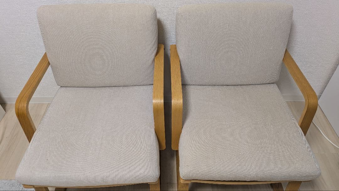 【引取限定_兵庫県】リビングでもダイニングでも使えるソファチェア2脚セット