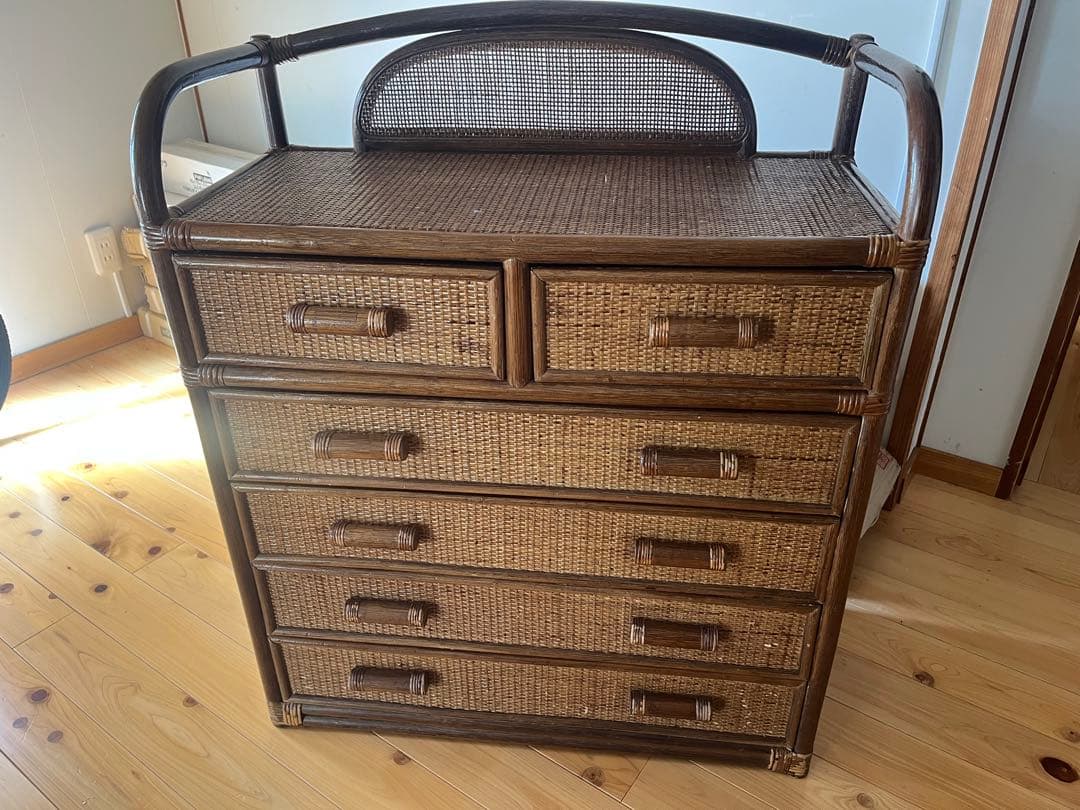 ラタンチェストアンティーク レトロ 昭和レトロ 収納 引き出し 箪笥