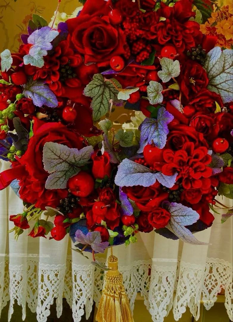 ロココポインセチアローズアーティフィシャル flowerリース豪華なデザイン