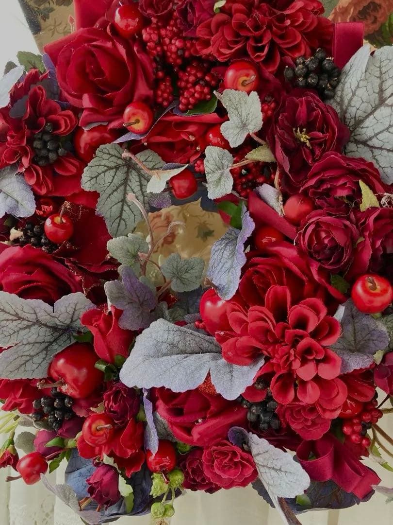 ロココポインセチアローズアーティフィシャル flowerリース豪華なデザイン