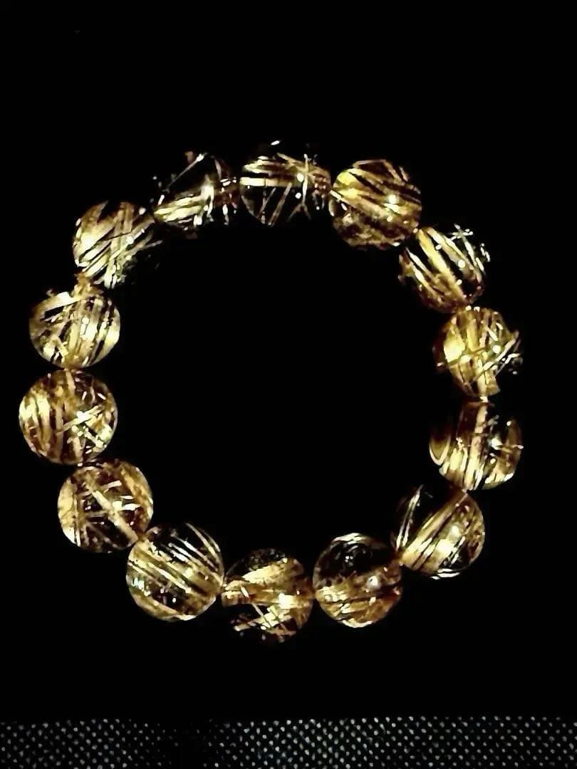 超希少 幸運のタイチンルチルクォーツ ブレスレット 約15mm