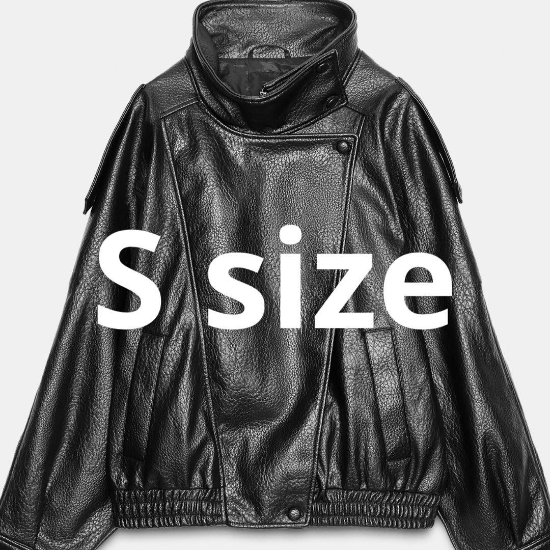 ZARA同型　ブラックレザーライダースジャケット