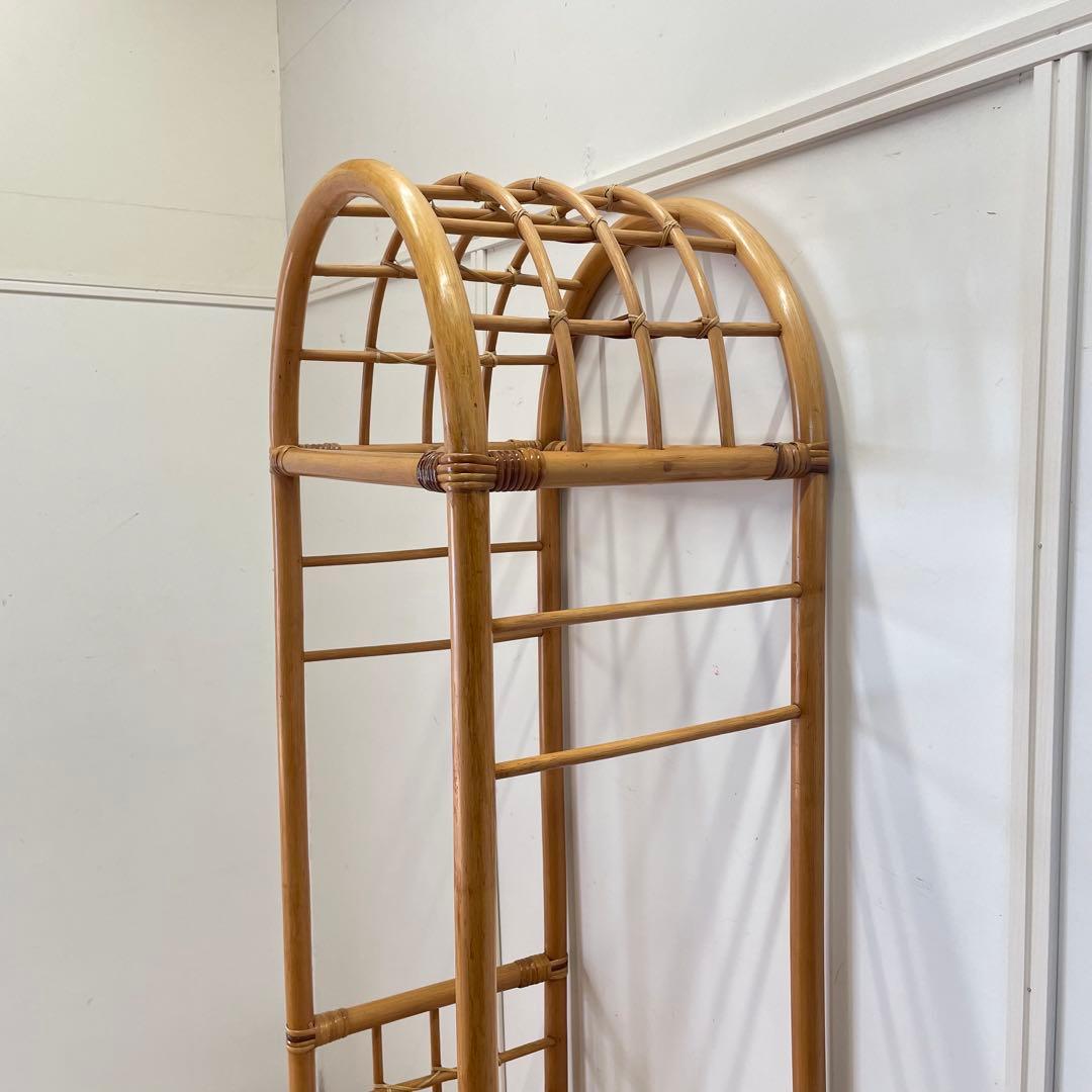 籐ラタン アーチ型 ハンガーラック コートハンガー 引き出し ビンテージ