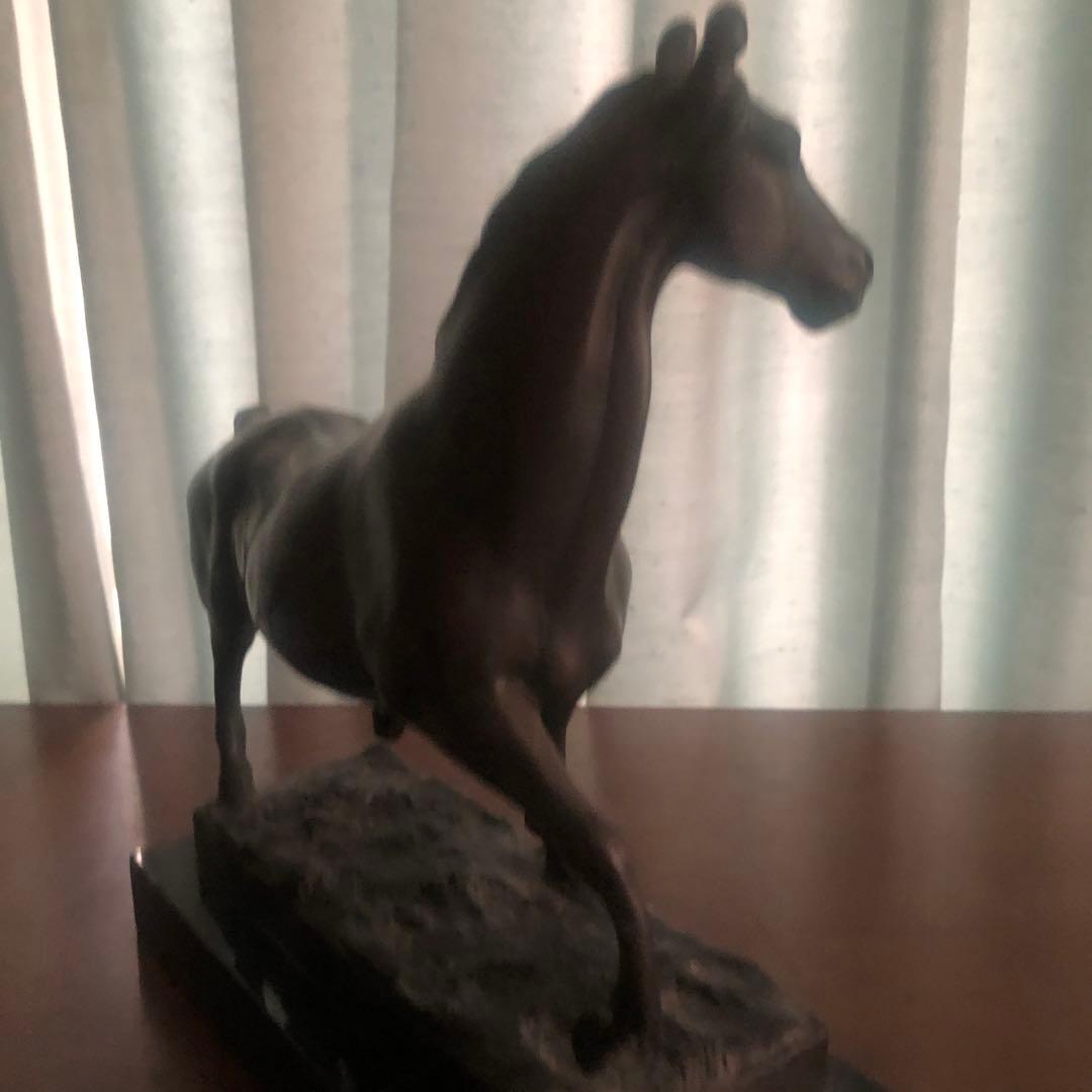 フランス製 ブロンズ馬彫刻 大理石ベース付き 28cm 美術品級