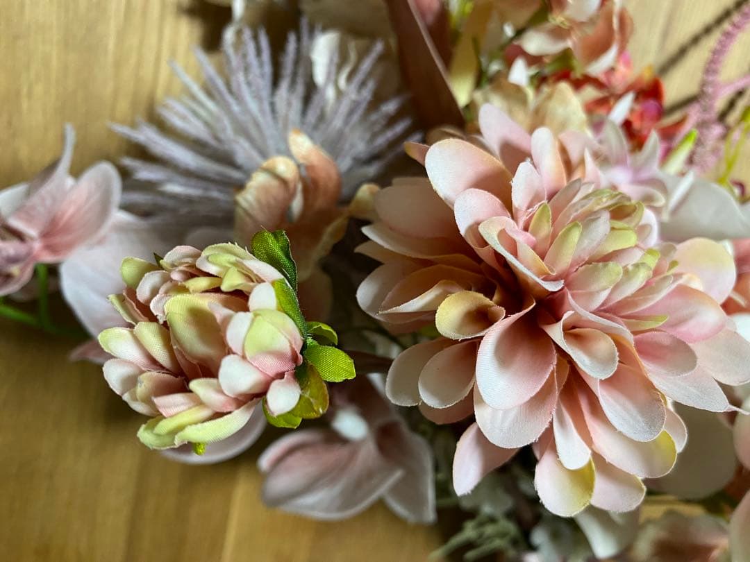 アーティフィシャルフラワー ブーケ ピンク系　ブートニアセット