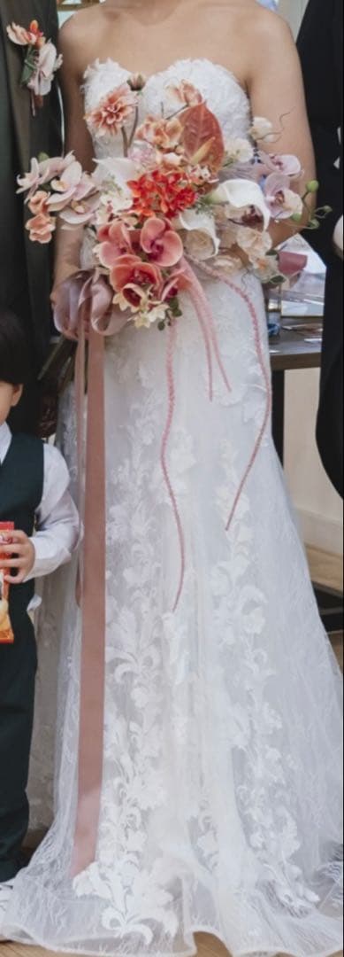 アーティフィシャルフラワー ブーケ ピンク系　ブートニアセット