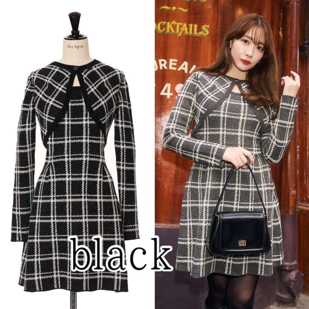 herlipto Pantheon Checked Knit Dress 黒
