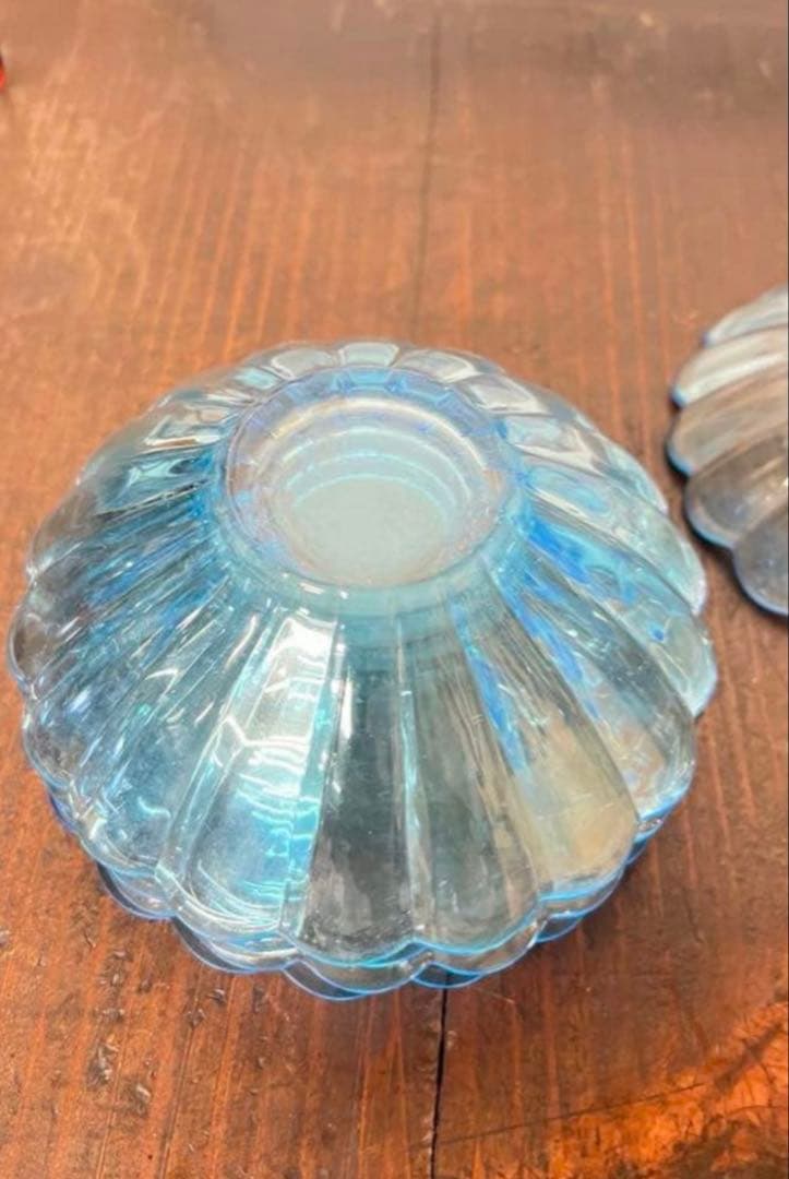 ウランガラス器　希少な青色　5枚